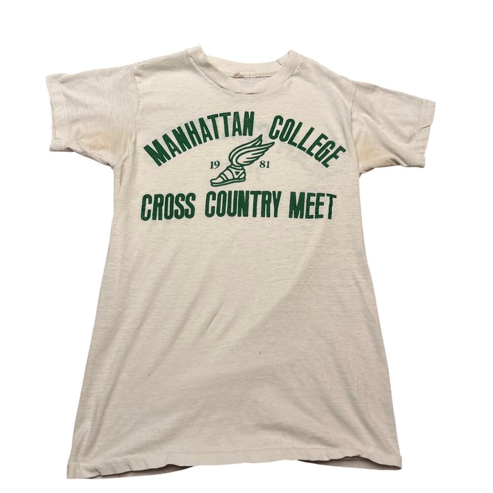 Vintage 80s Manhattan College Cross Country Champions Shirt 15x25 Single Stitch